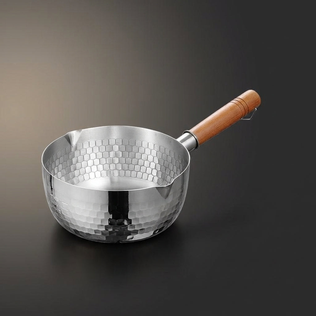 Milk Pan and Stainless Steel Saucepan with Steamer, Hammered Small Saucepan with Lid and Pouring Spout, Induction Hob Saucepan, Student Pot