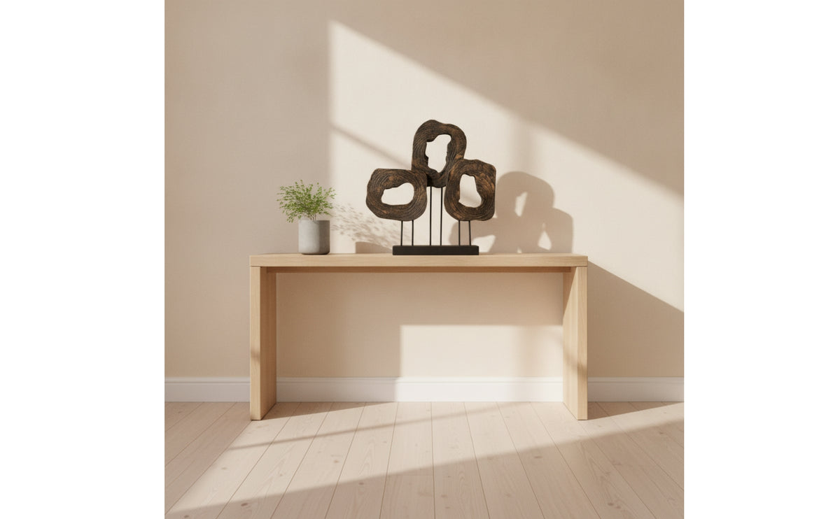Abstract Loop Sculpture Minimalist Resin with Lumber-Like Appearance-Look Sculpture Modern Decorative Statue for Interior Designers, Art Collectors