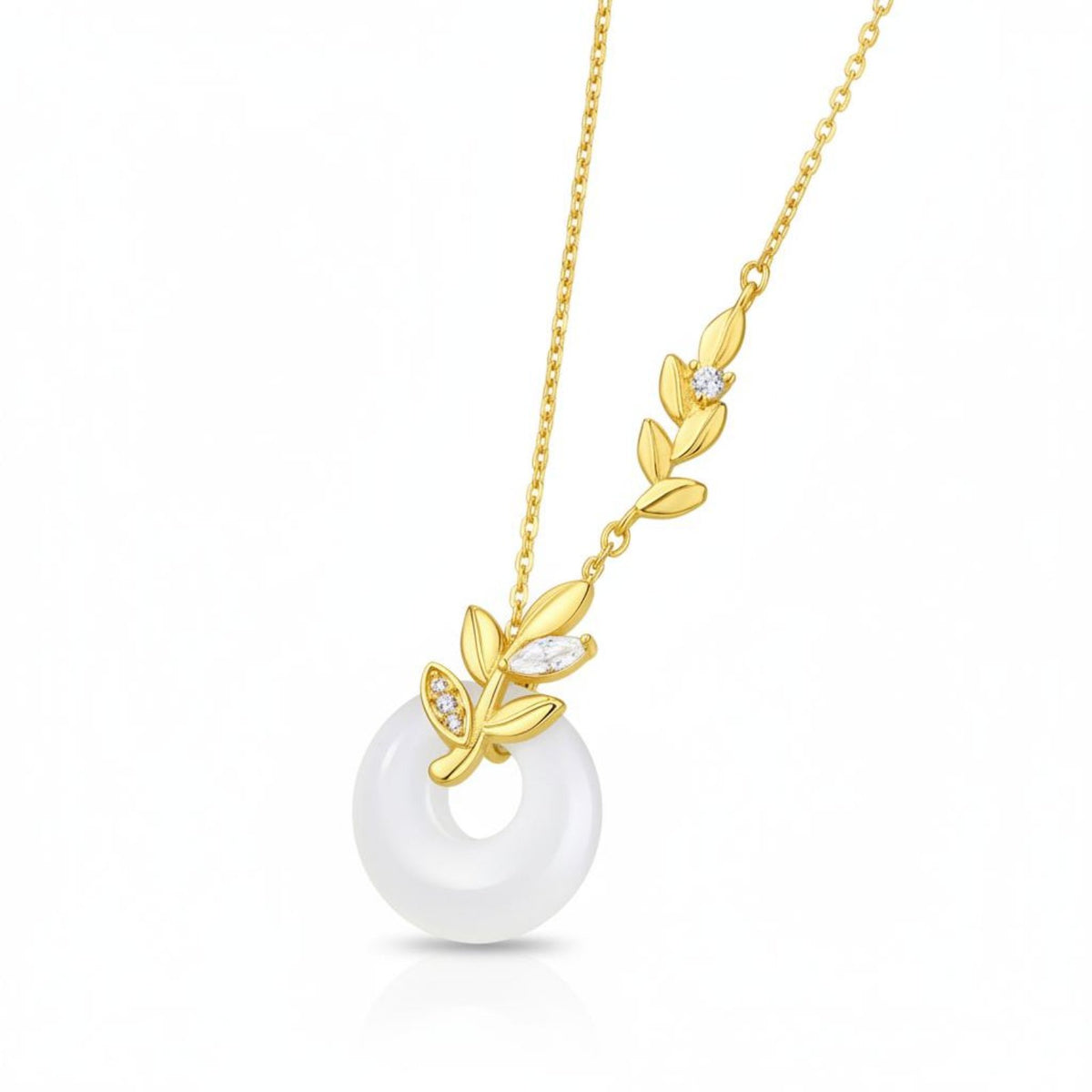 Jade Look Necklace Wheat Ear Peace Buckle Meaningful Charm for Birthdays