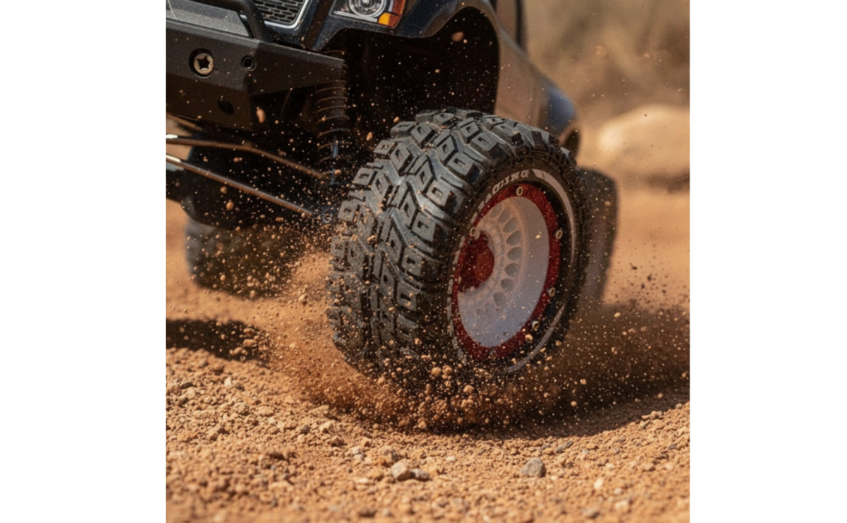 4 Pieces RC Tire and Wheel Assemblies Aggressive Grip Surface RC Wheels with Rubber Tires Multi-Section Wheels with Tires for Trail Driving