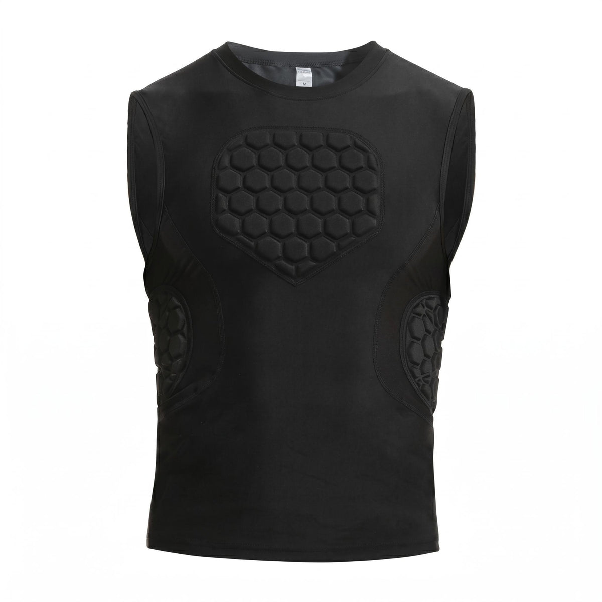 Hexagonal Pads Contact-Resistant Protection Vest Close Fitting Sleeveless Safeguarding Vest Stretch Textile Compression Padded Shirt Streamlined Shape
