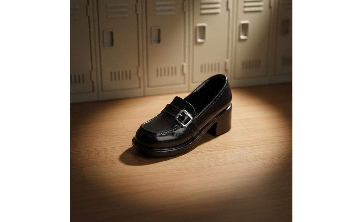 Glossy Finish 1/6 Female Action Figure Shoes Black 1/6 Scale Doll Shoes Closed-Toe