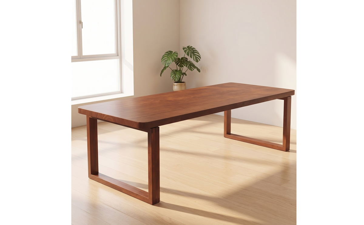 Rectangular Dining Table with Wooden Finish Modern Wooden Dining Table Brown Furniture Long for Apartment