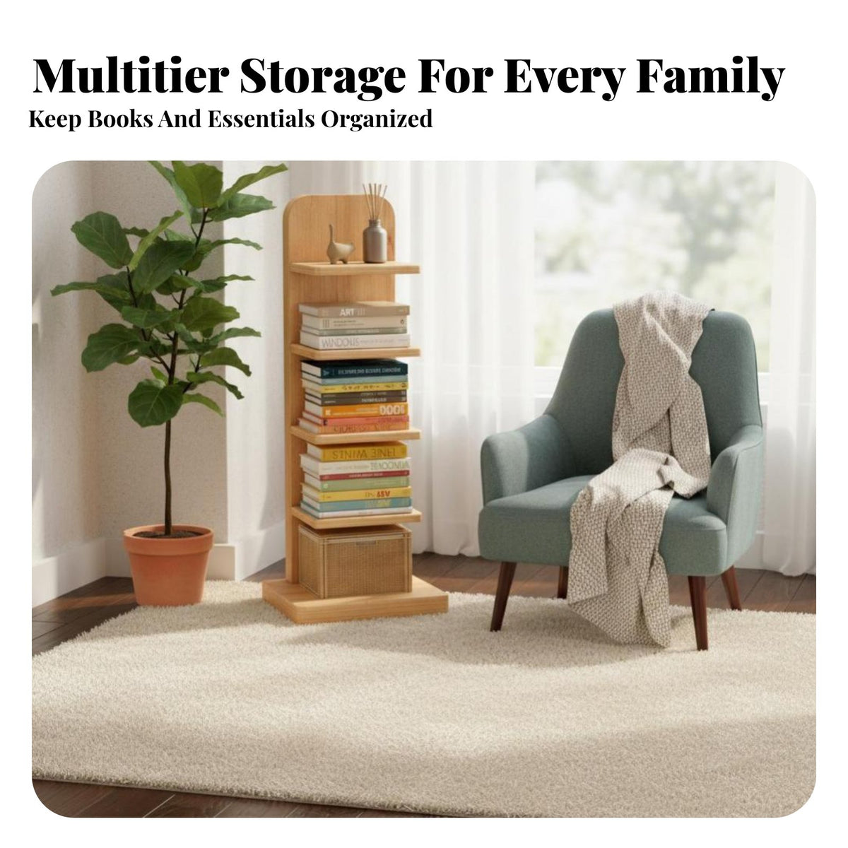 Space-Saving Vertical Corner Bookshelf Invisible Design Bookcase Stable Leaning Structure Storage Rack Multi-Tier Shelving for Apartment Dwellers, Book Lovers, Office Workers, Small Areas, Living Room, Study, Bedroom