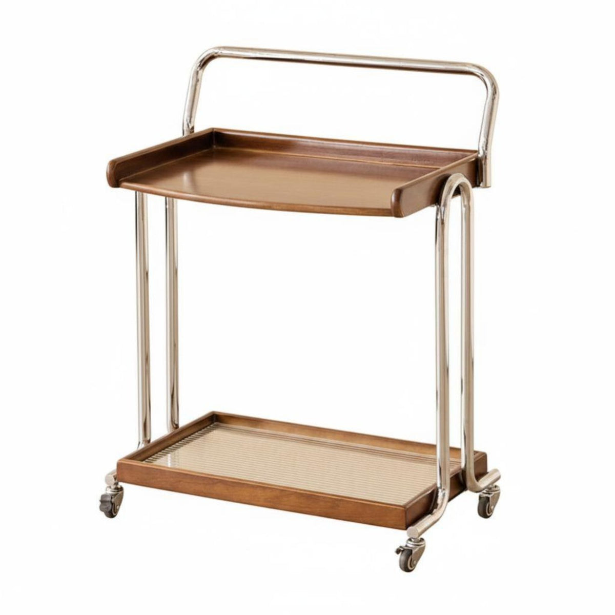 mid-centurymid-century-modern design 2-Tier Rolling End Table With casters 2-Tier Rolling Cart Retro Design Utility Trolley Multi-Functional for Homeowners, Apartment Dwellers, Students, Living Room, Bedroom, Small Spaces, Home Office