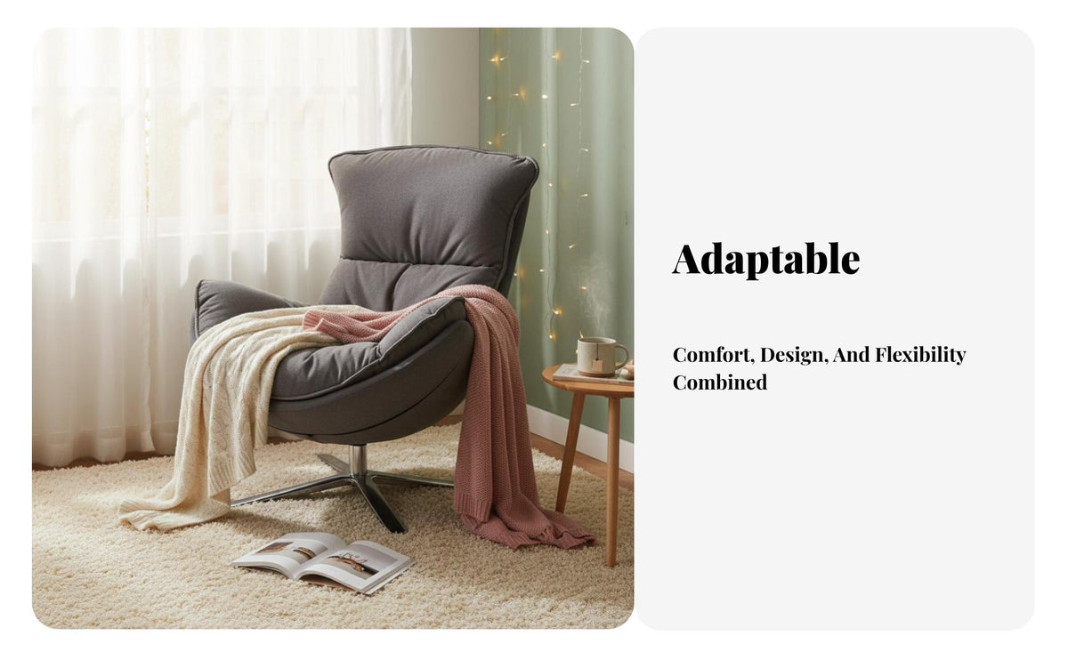 Soft Upholstery Upholstered rotating Armchair Modern aesthetic Oversized rotating Barrel Chair Breathable Fabric Indoor Seating Deep Seat for Homeowners, Apartment Dwellers, Living Room, Home Office, Lounge Area, literary corner