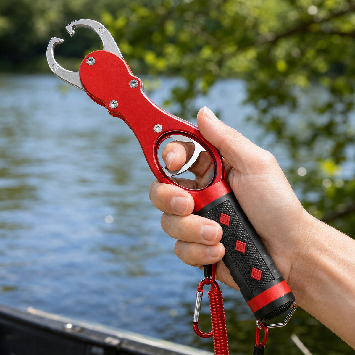 Multifunctional Fishing Pliers with Scale, Long Nose Aluminum Alloy Fish Gripper, Split Ring Pliers, Hook Remover, Lure Scissors