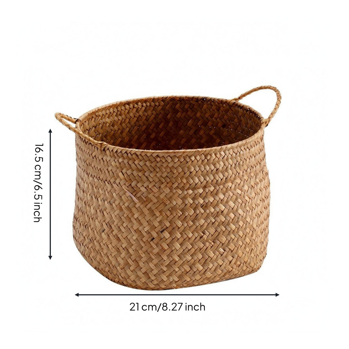 Handwoven Rattan Basket Finish Home Organizer Look for Desktop, Display