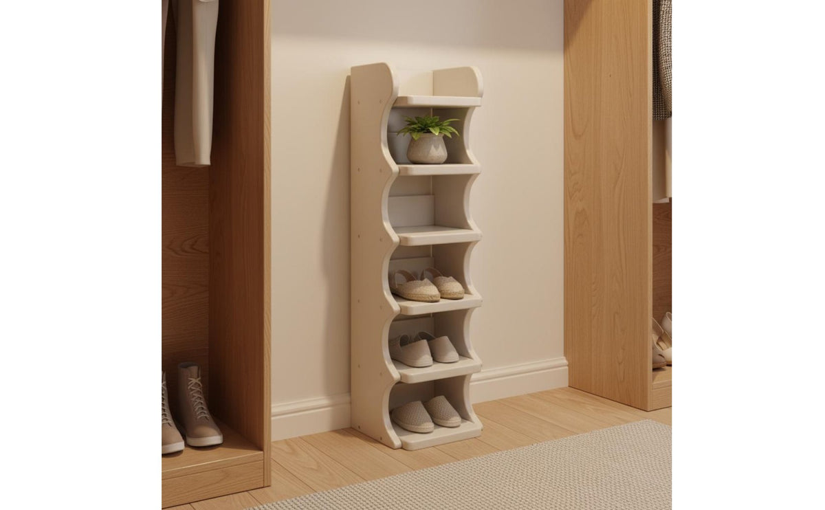Space-Saving Solid Wood Shoe Shelf Stable Load-Bearing Multi-Layer Wooden Shoe Rack for Small Apartment, Closet