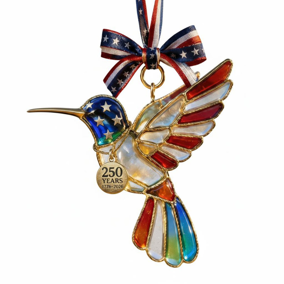 Lightweight Hummingbird Ornament Easy to Hang Patriotic Bird Ornament Sturdy Hanging Hummingbird Decoration Shiny