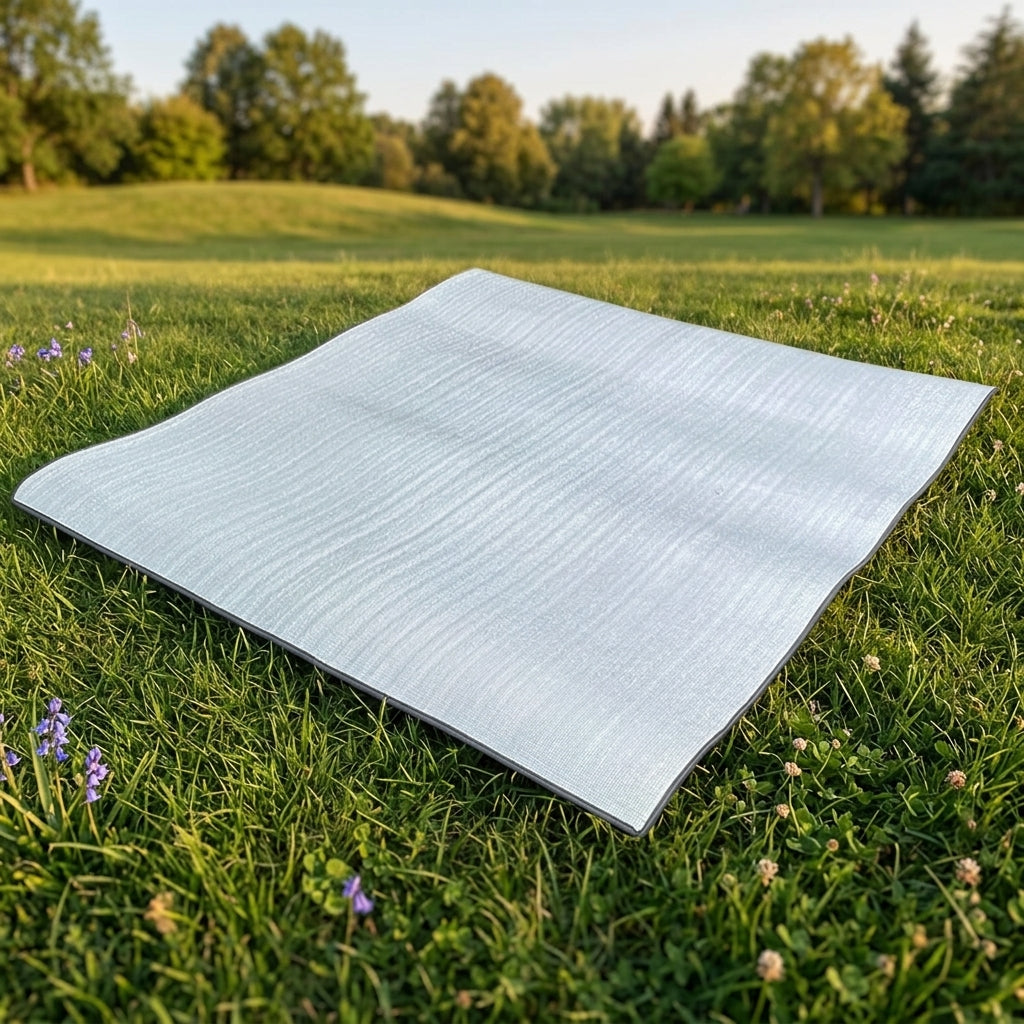 Picnic Blanket and Waterproof Mat for Family Camping, Insulated Aluminium Foil Sleeping Mat, 3.5mm Thick Roll Mat, Large Outdoor Beach Blanket