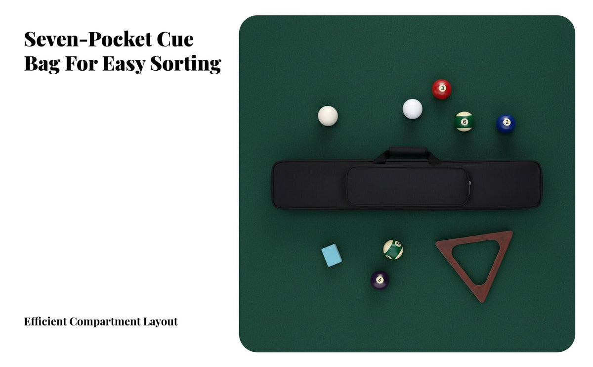 Large Capacity 7-Slot Cue Carrying Case Wear-Resistant Pool Cue Case Adjustable Shoulder Strap for Tournaments