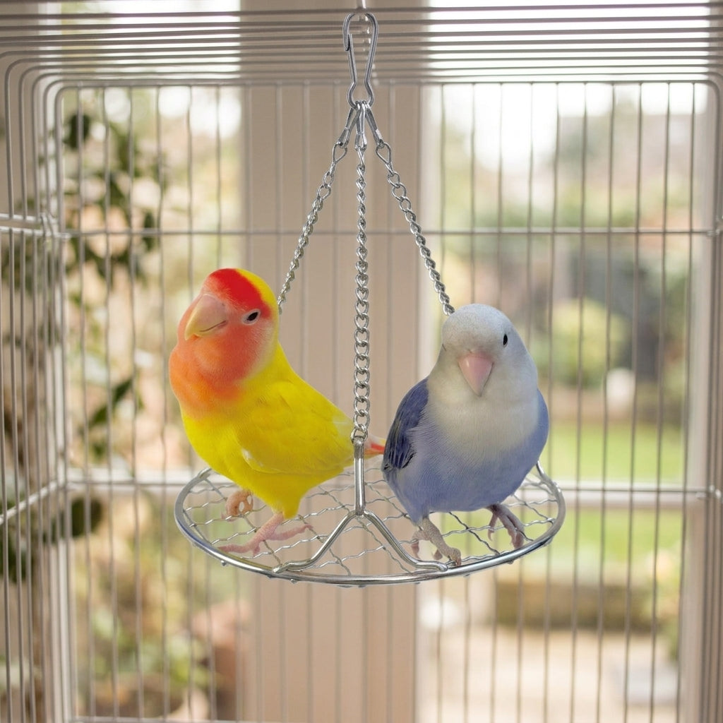 Hammock for Birds with Cushion Pad, Stainless Avian Cage Hammock and Swing Toy, Large Bird Perch Hanging for African Grey and Cockatiels