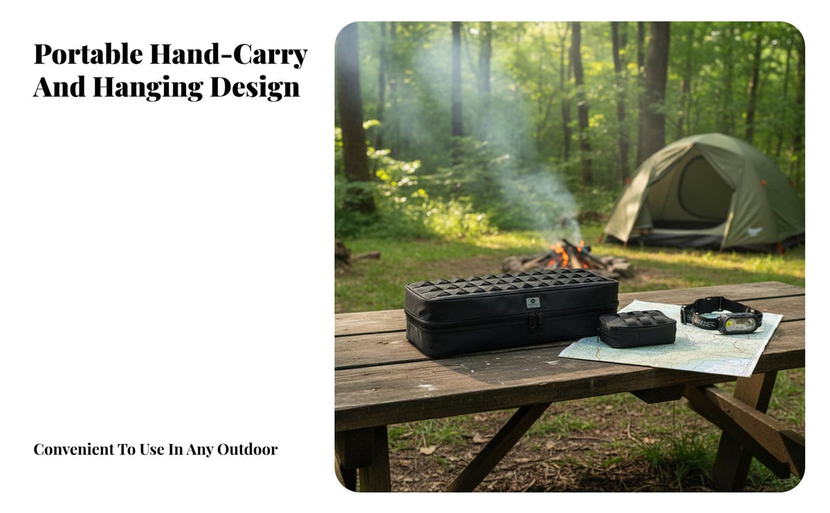 Waterproof Double-Layer Storage Bag Multi-Functional Outdoor Gear Portable Organizer Pouch Large Capacity for Campers, Travelers, Handymen, Camping, Hiking, Travel, Daily Carry