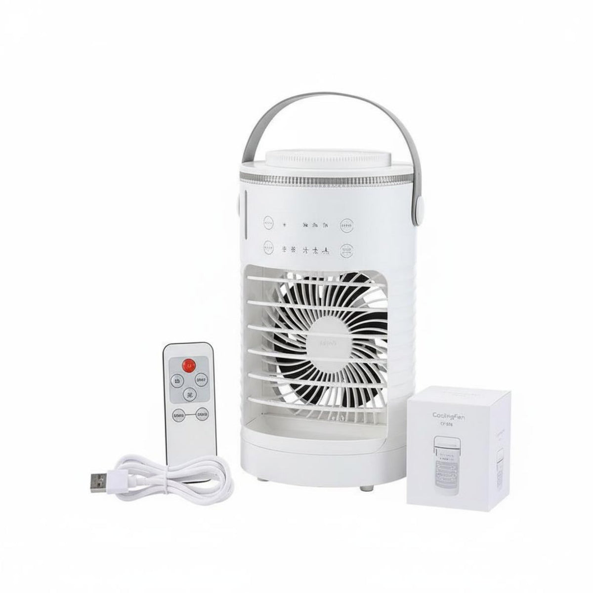 Large 600ml Water Reservoir Desktop Misting Fan 3 Speeds USB Air Conditioner Fan Adjustable Timer for Office, Bedroom, Dorm Room