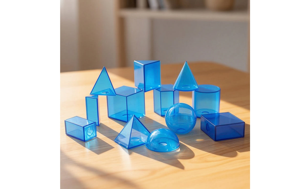12 Pieces Transparent 3D Shapes Hands-on Geometric Solids Teaching Aid for Homeschool