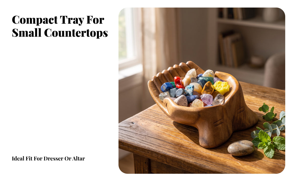 Handcrafteds Hand Shaped Tray | Wood Texture, Compact Rustic Design, for Dresser