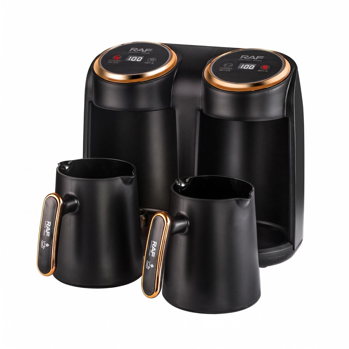 Two-potPot Pour-over Coffee Brewer Removable Handles Two-Pot Coffee Brewer Countertop Appliance Chrome-Finish Trim Even Spray