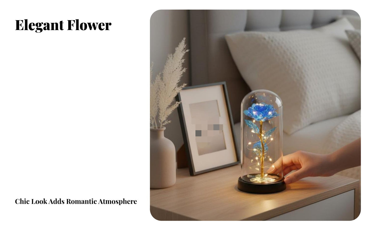Preserved Flower Night Light, Elegant LED Light, Gift for Women, Girlfriend, Friends, Birthday, Valentine's Day