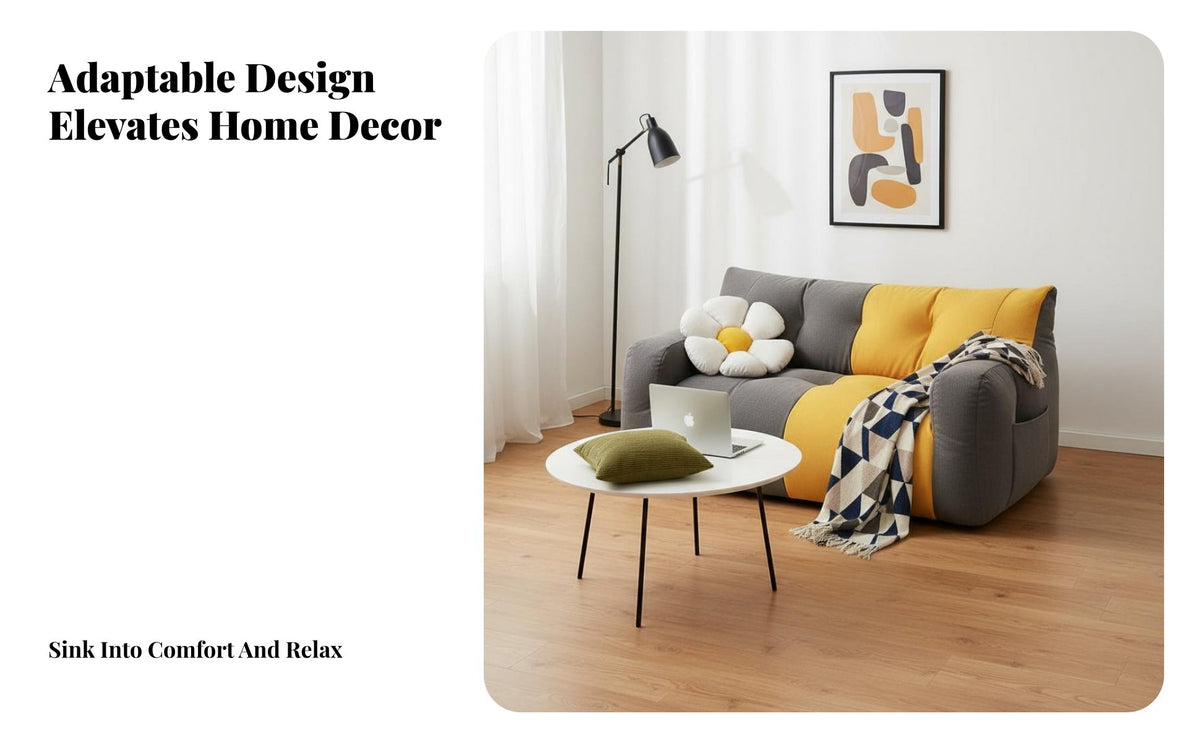 Comfortable Tatami Floor Couch Space-Saving Lazy Sofa Loveseat Cozy Small Apartment Couch Thickly Padded for Young Adults, Students, Families, Balcony, Bedroom, Office