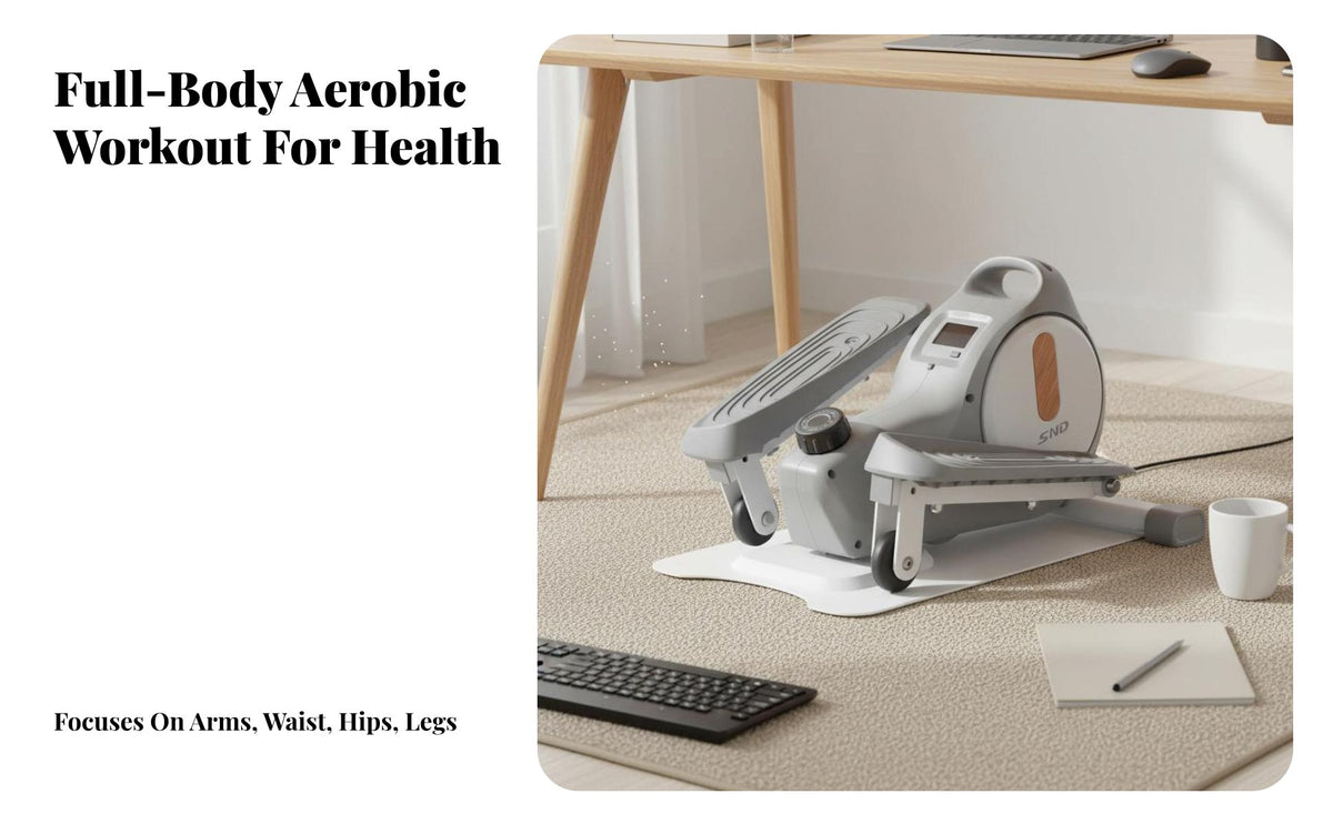 Quiet Operation Mini Elliptical Machine Low Effect Compact Elliptical Machine Adjustable Resistance Mini Cardio Machine Full Body Workout for Beginners, Seniors, Apartment