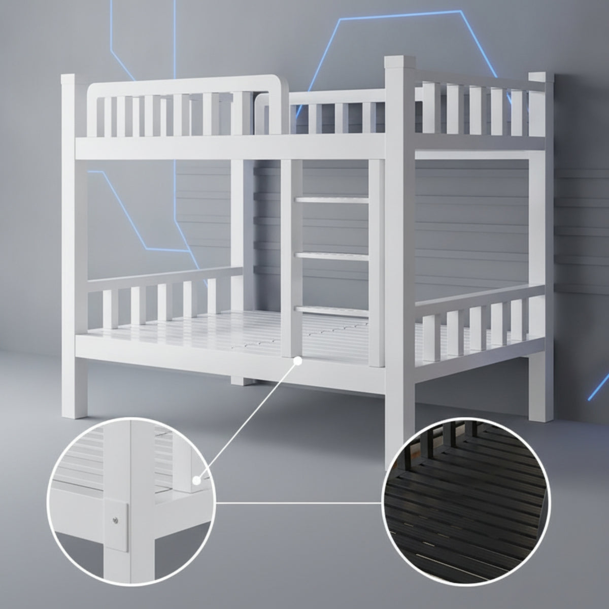 Metal Bunk Bed Space-Saving Bunk Bed with Guardrails Furniture for Teens, Students, Bedroom, Dorm Room, Hostel