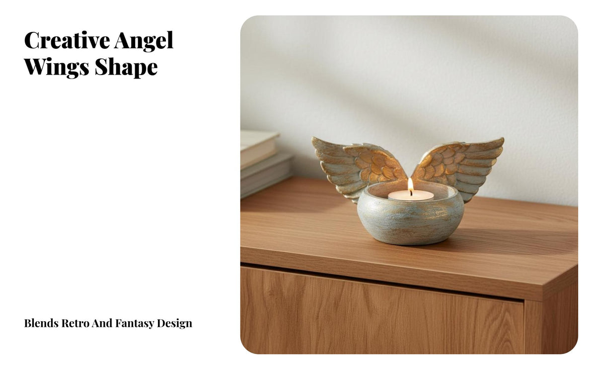 Retro Design Angel Feather Candle Holder Distressed Finish Angel Feather S Tealight Holder for Gift Givers, Women, Living Room, Bedroom