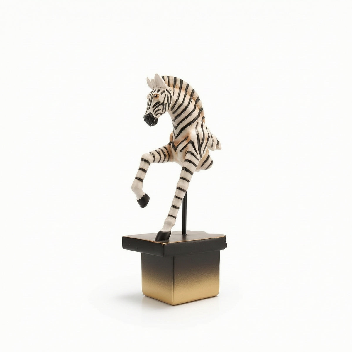 Equine Figurine with Pedestal Rearing Equine Figurine Black