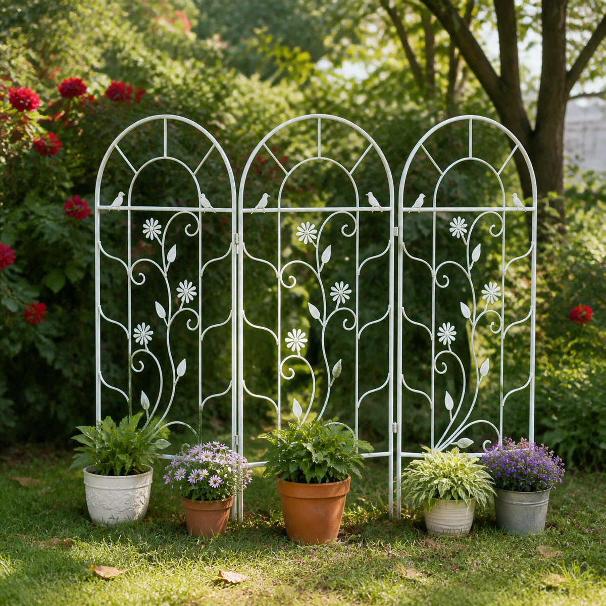 Iron Trellis, Rose, Clematis, Large Iron Fence, Self-standing, Garden Gardening Support Pole