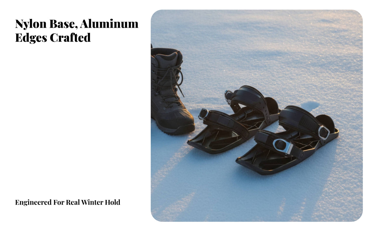 Universal Fit Mini Snow Skates | Rigid Molded Body, Lightweight Portable Design, snow skates with Adjustable Bindings, for winter fun