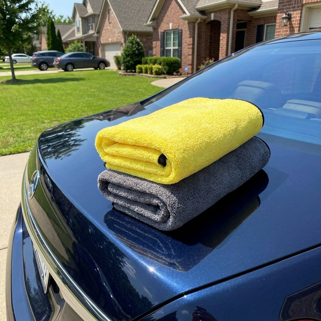 400g Car Drying Towel and Microfibre Cloth, Lint Towel for Car Washing and Detailing, Bound Border Polishing and Glass Cleaning Cloth