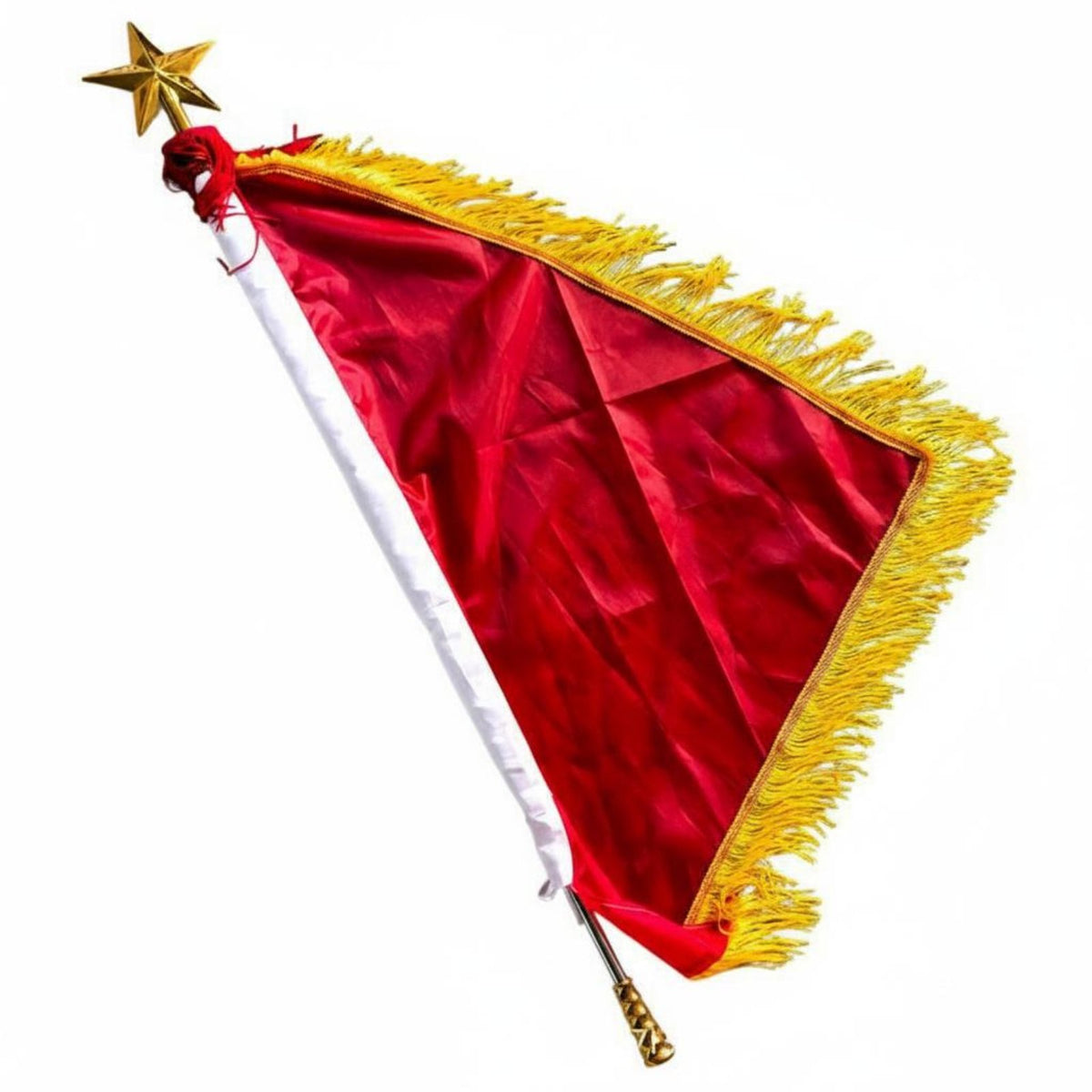 113 Cm Long Procession Director Flag Tassel Trim Marching Banner Gold Star Top for School Ceremony