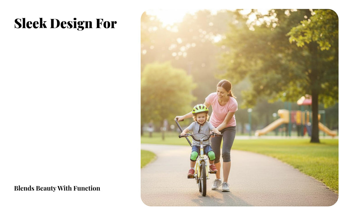 Non-Slip Grip Bike Training Push Handle Single-Piece Construction Child Bike Safety Handle Heavy-Duty Steel for Children, Beginners