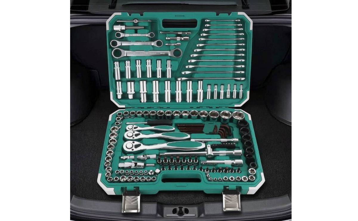 Full Assortment Socket Wrench Toolkit Compact Socket Set with Carrying Case Molded Mechanics Tool Set Long-Lasting for Car Owners, Auto Repair