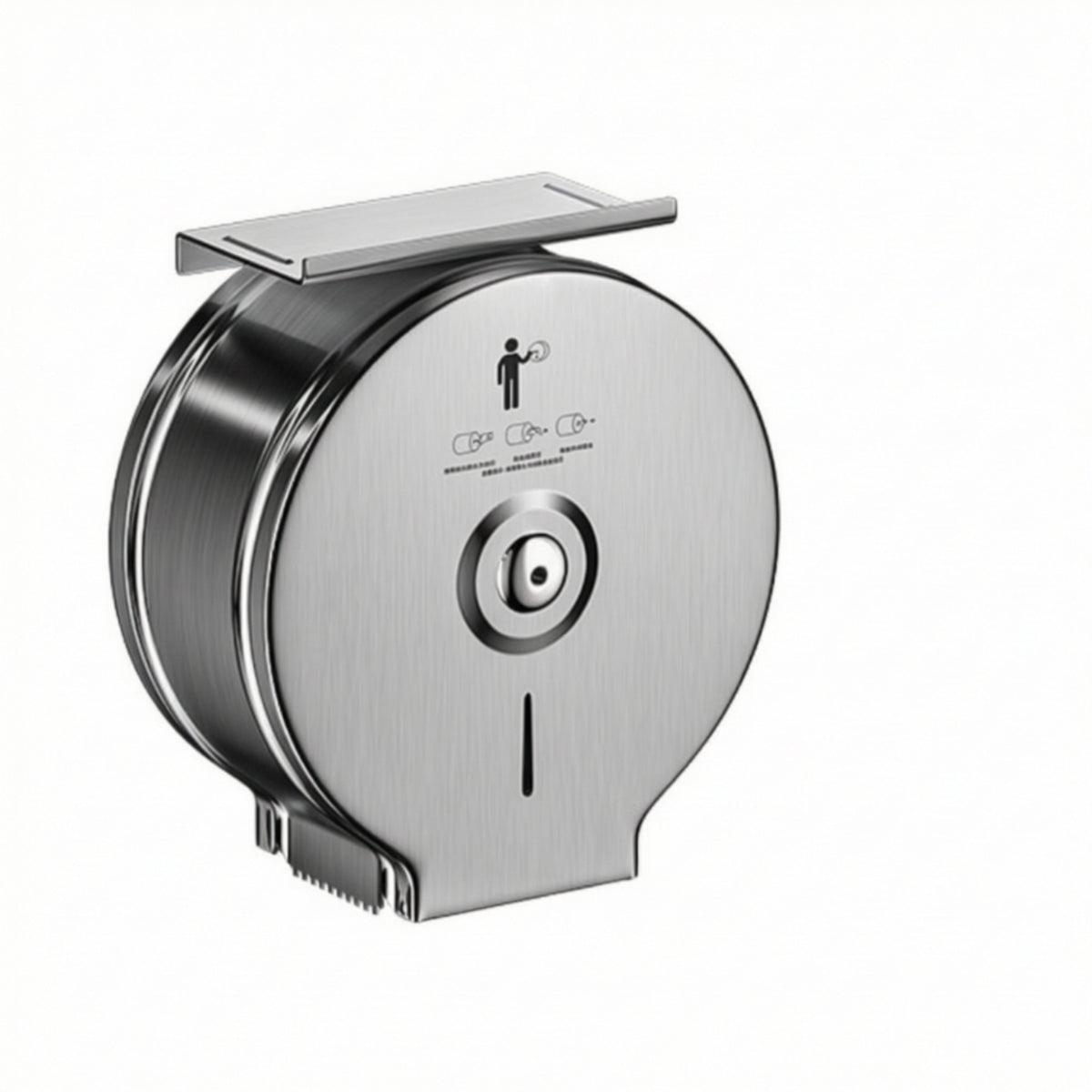 Stainless Steel Center-Pull Bath Tissue Dispenser Brushed Silver Wall-Mounted Bath Tissue Dispenser Enclosed Rust-Resistant for Washroom