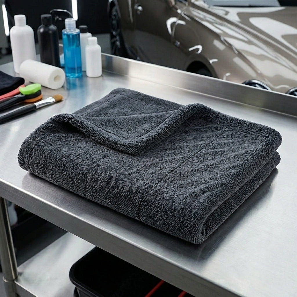 Fast-Drying Car Drying Towel Microfibre Cloth, 1000 GRAMS PER SQUARE METER TWO-LAYER 50x60cm Super-Fine Plain Weave