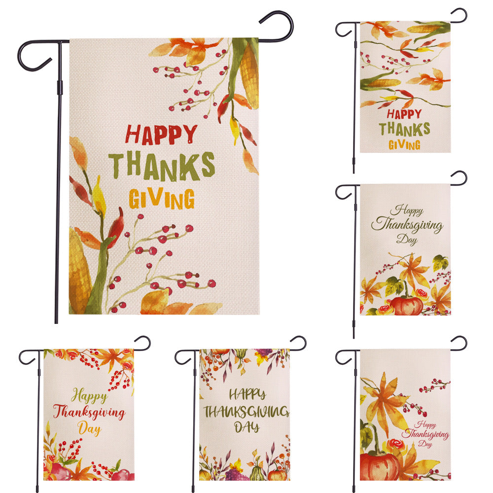 Thanksgiving Waterproof Linen Garden Flag Double-Sided Outdoor Yard Decoration