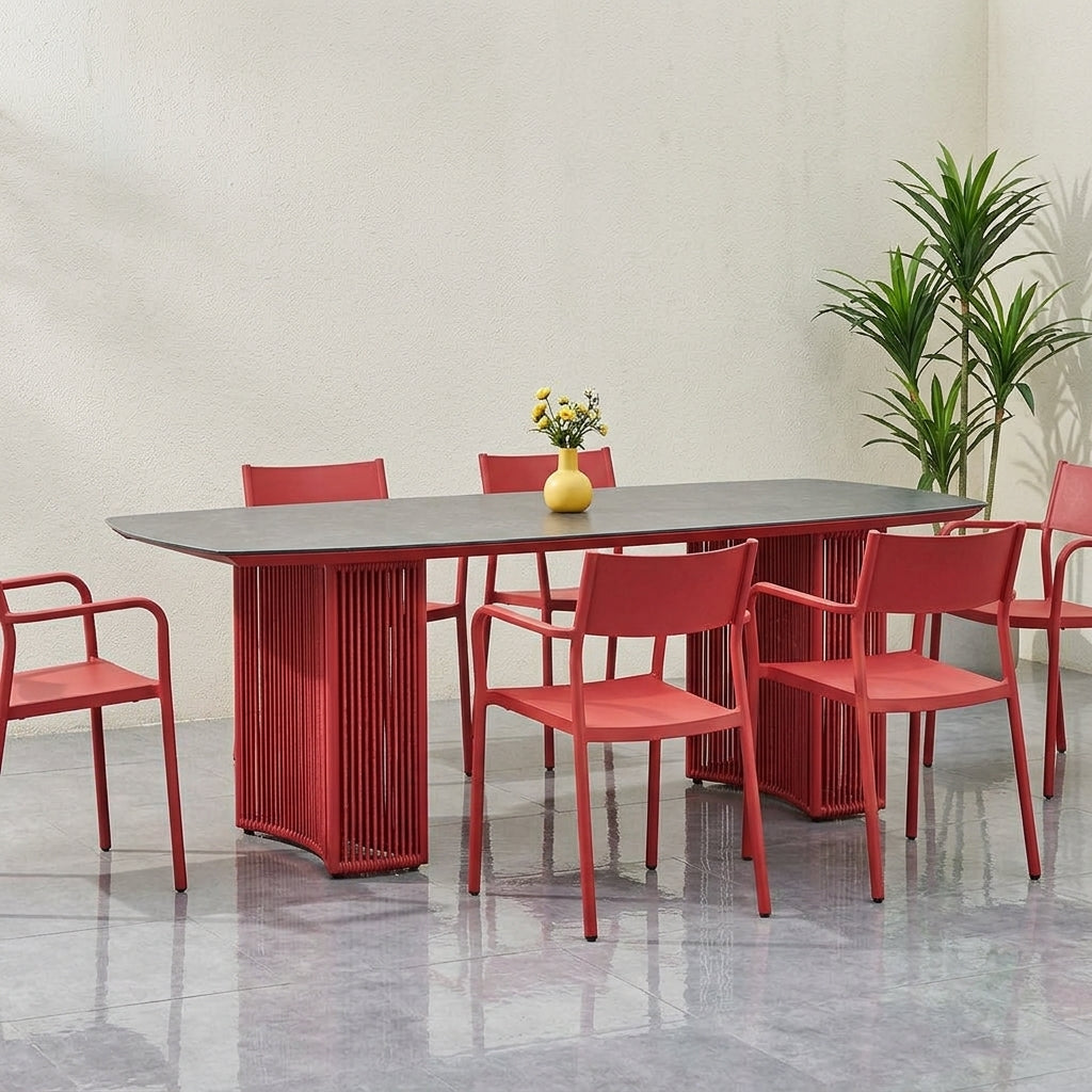 Garden Dining Set, Outdoor Table Set, For 4 People, Aluminum Alloy, Modern Design