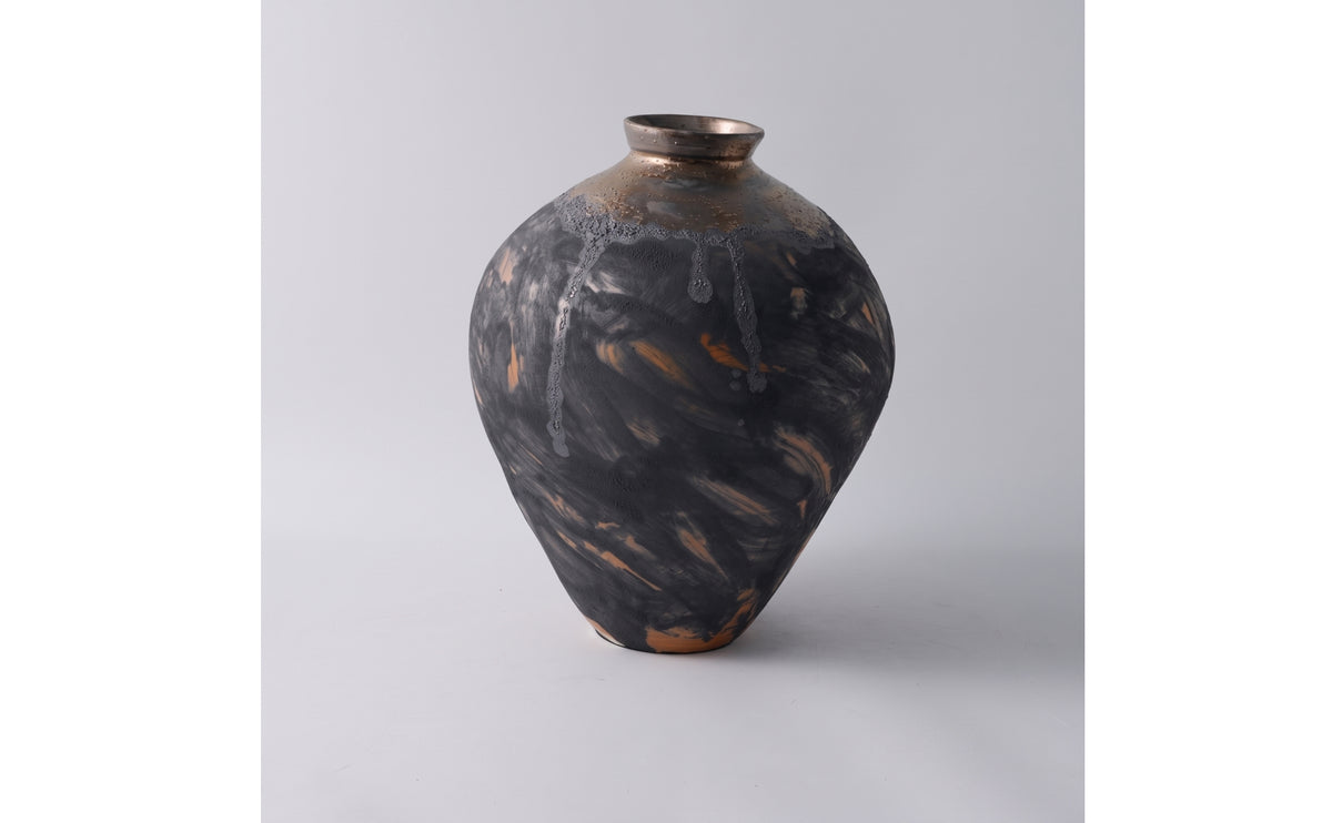 Ceramic Vase with Narrow Neck Decorative Distressed Ceramic Vase Rustic Vessel for Living Room