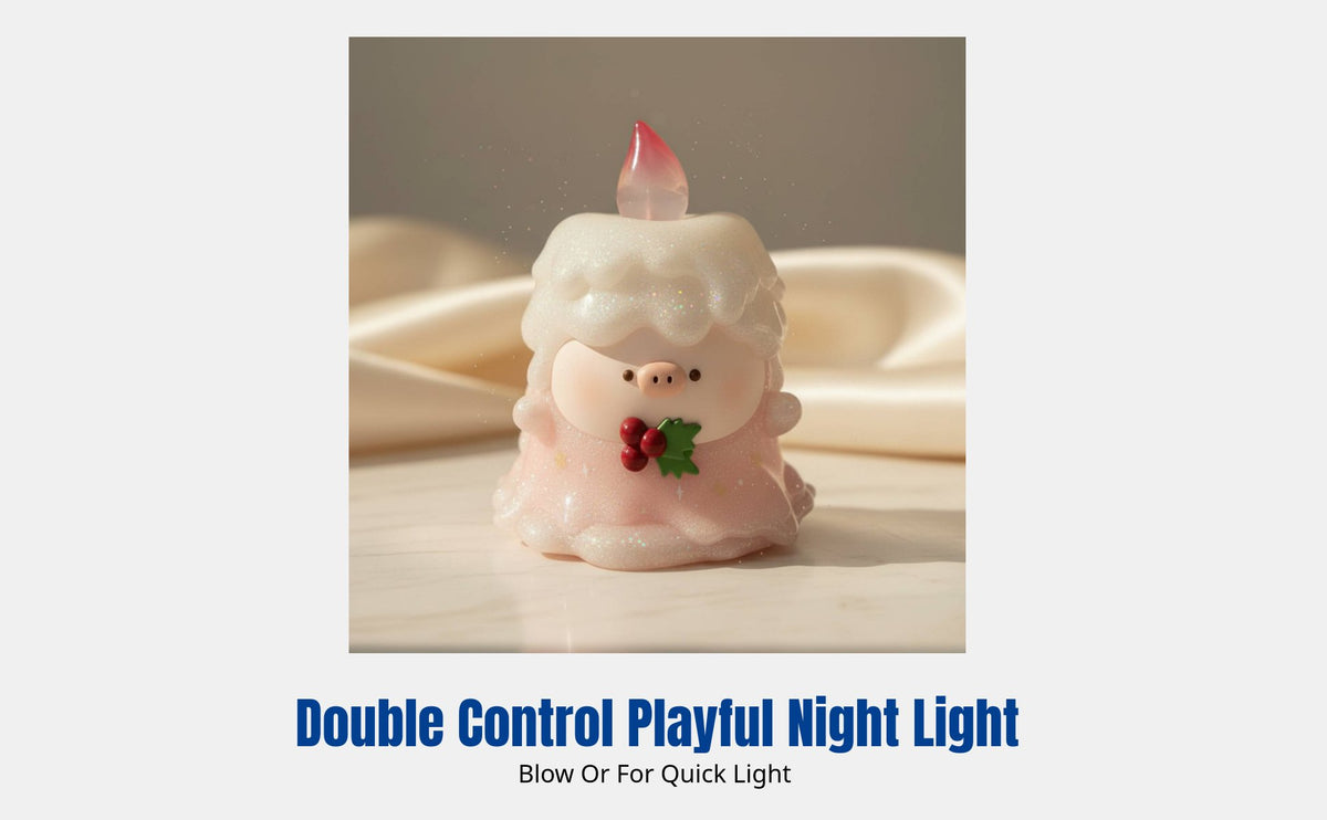 Pig Candle Night Light, Celestial Wish Theme, Gift for Girlfriend, Birthday, Anniversary, LED Table Decor