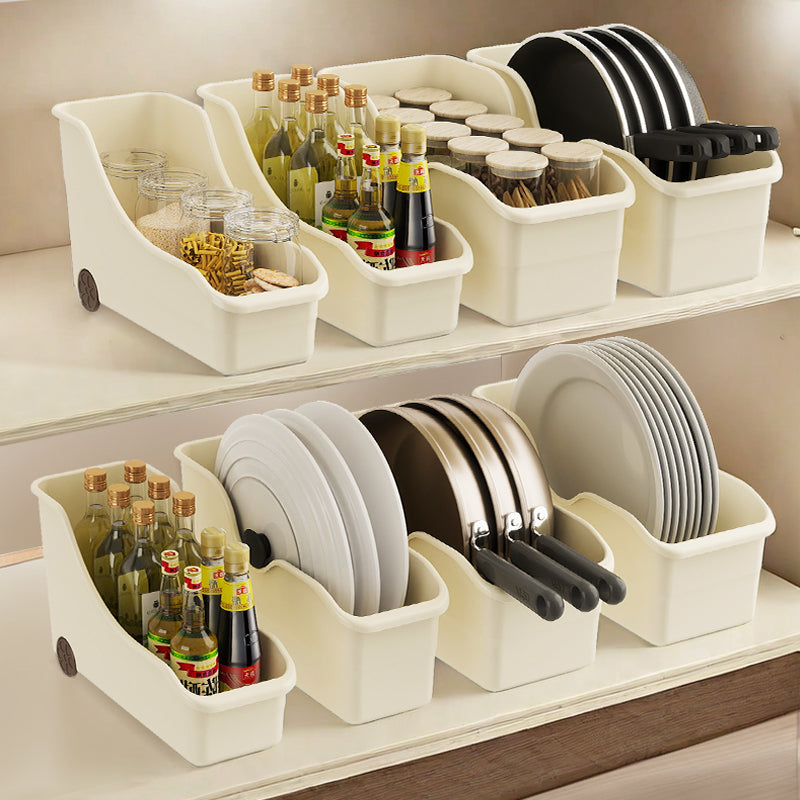 家用厨房收纳架调料品收纳架子带轮滑锅具多功能锅盖架塑料置物架 小号【1个装】带滑轮