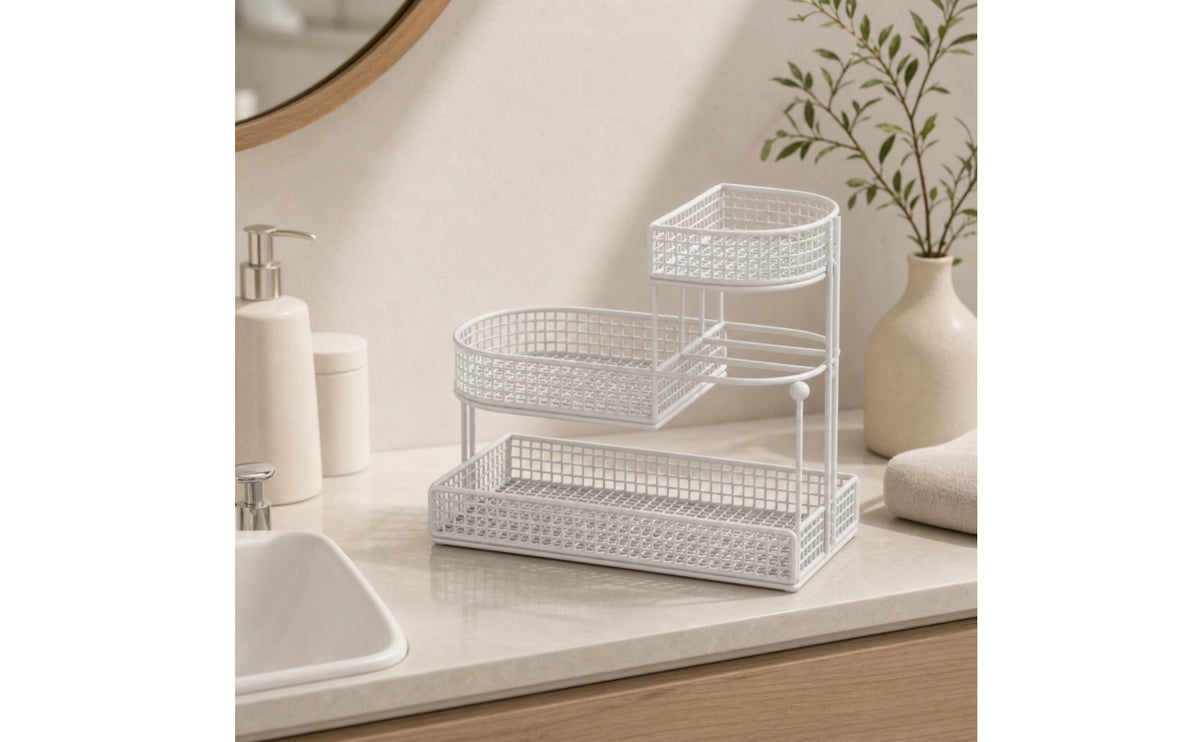 Countertop Makeup Organizer Metal Cosmetics Storage Rack Tiered 3-Tier Makeup Organizer for Women, Students, , Bedroom, Dorm Room