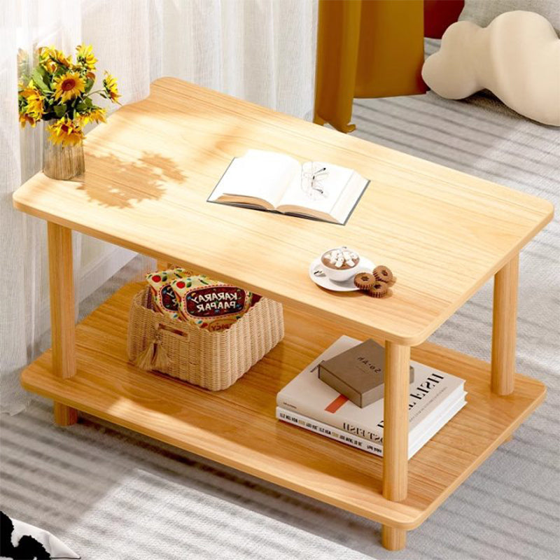 小尺寸床旁桌子沙发边几简易家用客厅收纳架实木小茶几简约多功能 暖白色【60-30-53cm】