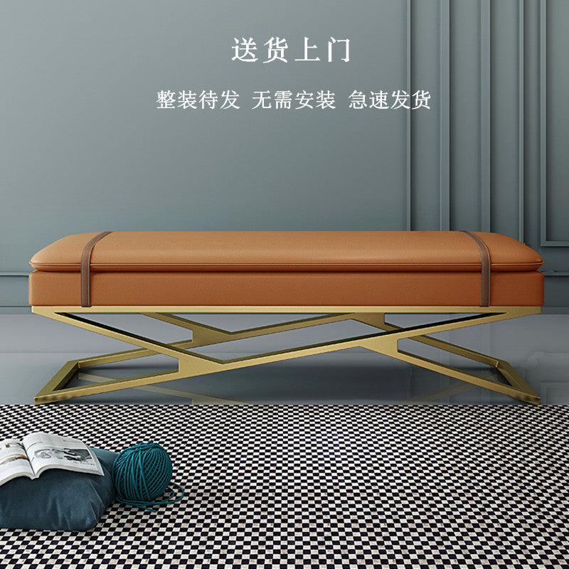 轻奢换鞋凳北欧家用门口客厅长椅卧室床尾凳服装店衣帽间试穿鞋凳 蓝绿色(长80宽38高45)