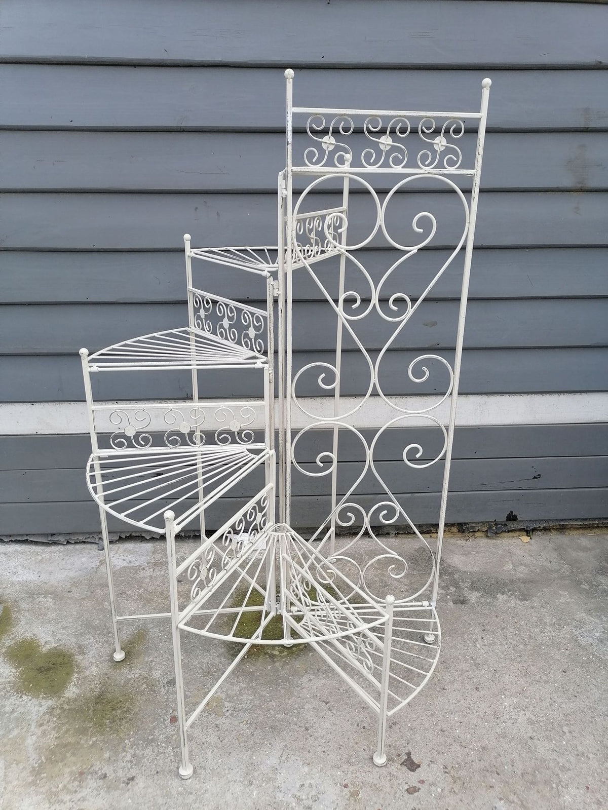 花园庭院铁艺落地式多层花架庭院阳台折叠花架花园杂货装饰阶梯架 绿做旧