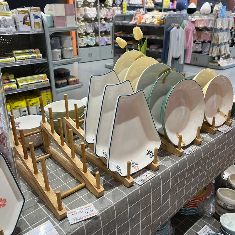 木质A4书本展示架书籍陈列收纳架化妆贴纸置物架茶饼超市碗盘架 松木6格