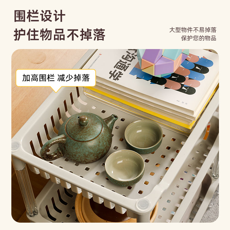 厨房卧室客厅零食收纳架移动小推车置物架卫生间浴室多层储物架 大方灰色(三层)