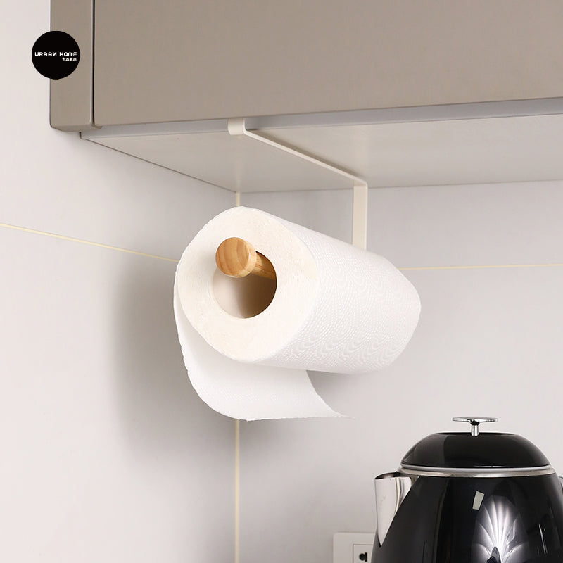 尤本家居厨房纸巾架子橱柜下挂卷纸架保鲜膜厨房纸吸油纸收纳挂架 奶灰色下挂纸巾架