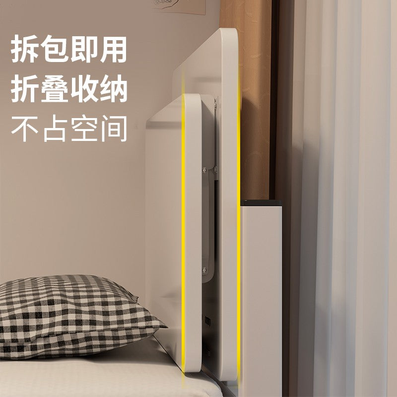 宿舍床上桌大学生书桌小桌板折叠免安装寝室悬空上下铺置物电脑桌 【免安装】暖白色75*33