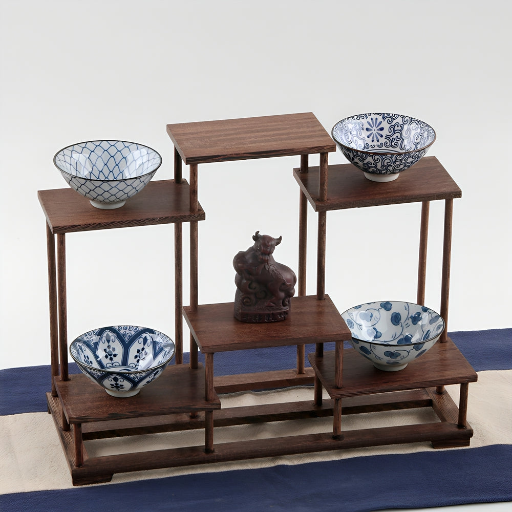 实木小博古架鸡翅木摆件茶具茶叶杯架多宝阁紫砂壶展示收纳置物架 鸡翅木榫卯中高(整装发货)